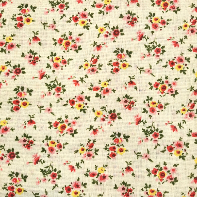 Rayon Linen - FLORAL on IVORY